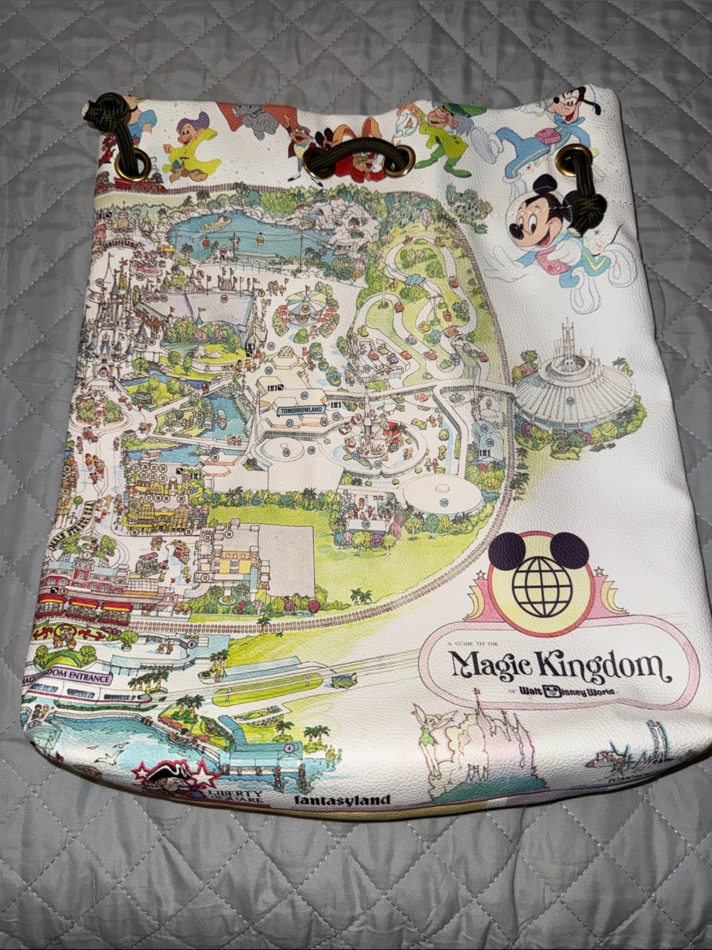 Disney Magic Kingdom Park Map Tote Drawstring Backpack